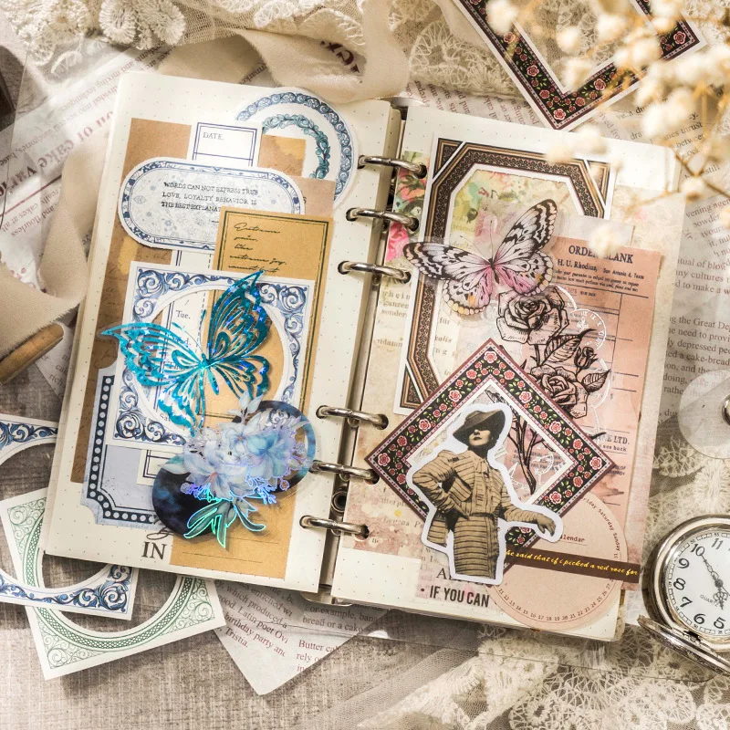 30pcs/lot Memo Pads Material Paper The Baroque Window Junk Journal Scrapbooking Cards Retro Background Decoration Paper