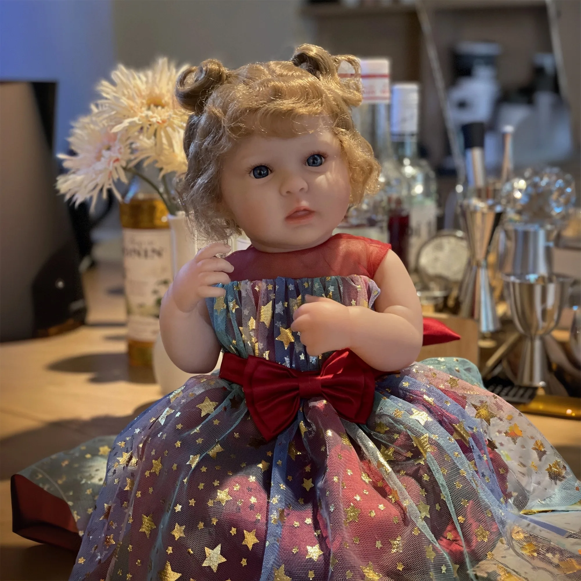 1 Pc 18.9 インチフルボディソフトビニールベベリボーン人形女の子手作り 3D 塗装新生児人形子供の誕生日プレゼント