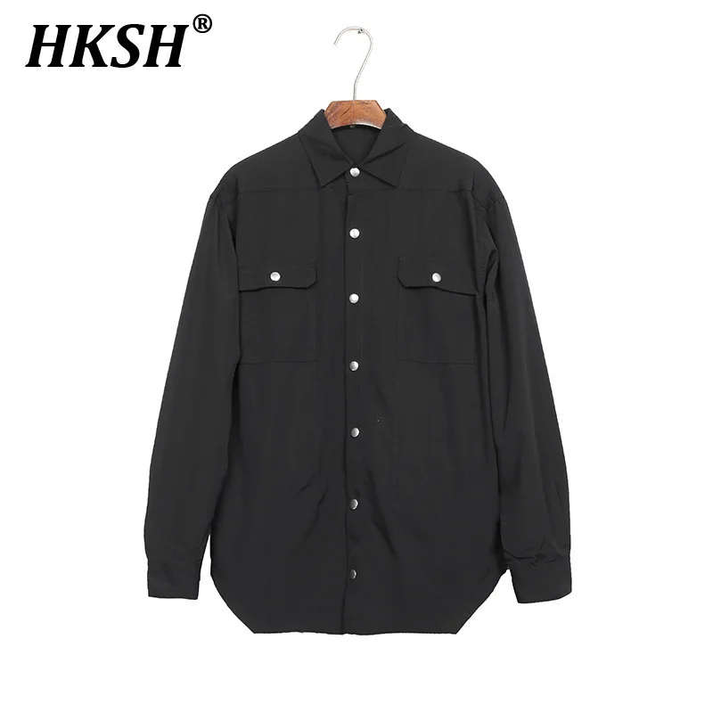 HKSH Spring Autumn Men Tide Dark RO Safari Style Woven Belt Shirts Loose Long Sleeve Casual Fashion Techwear Punk Shirt HK3820