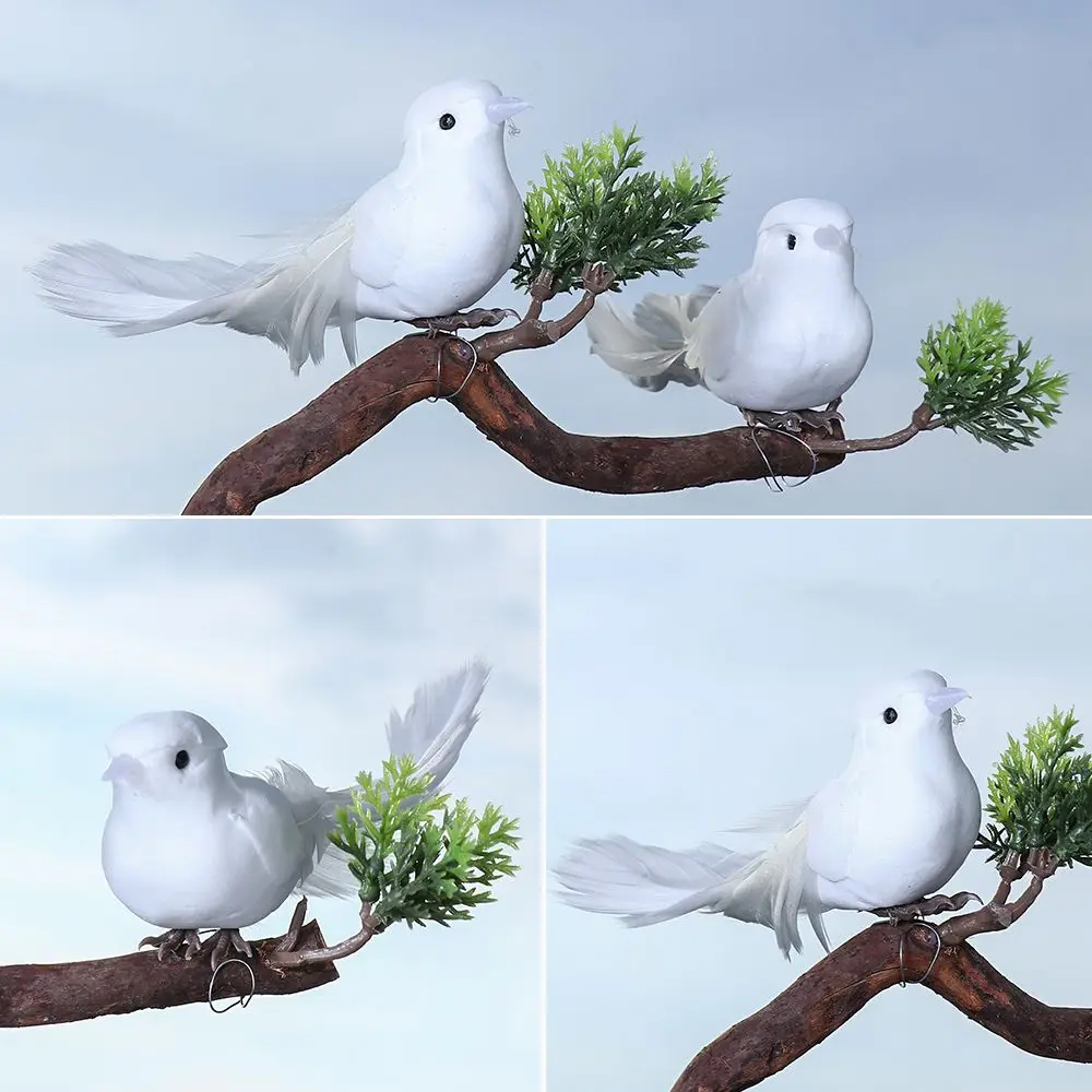 Vivid Garden Wedding Decortions Crafts Home Decor Imitation Bird Model Simulation White Pigeon Love Peace Pigeons