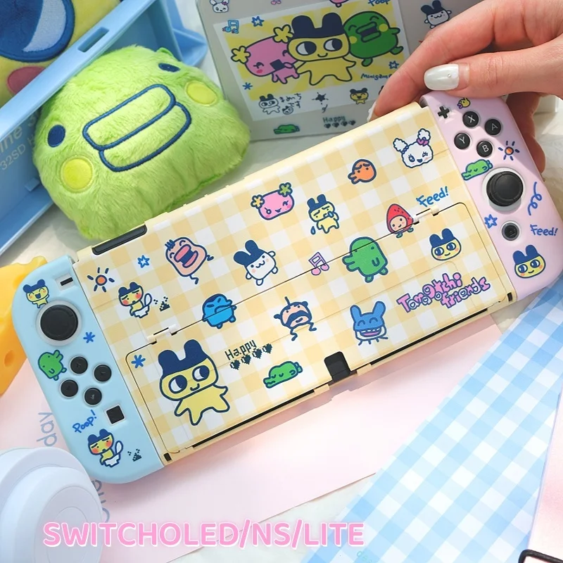غطاء حماية كرتوني متباين الألوان من Tamagotchi لجهاز Switch OLED Lite Series ملحقات الألعاب NS Shell تصميم لطيف