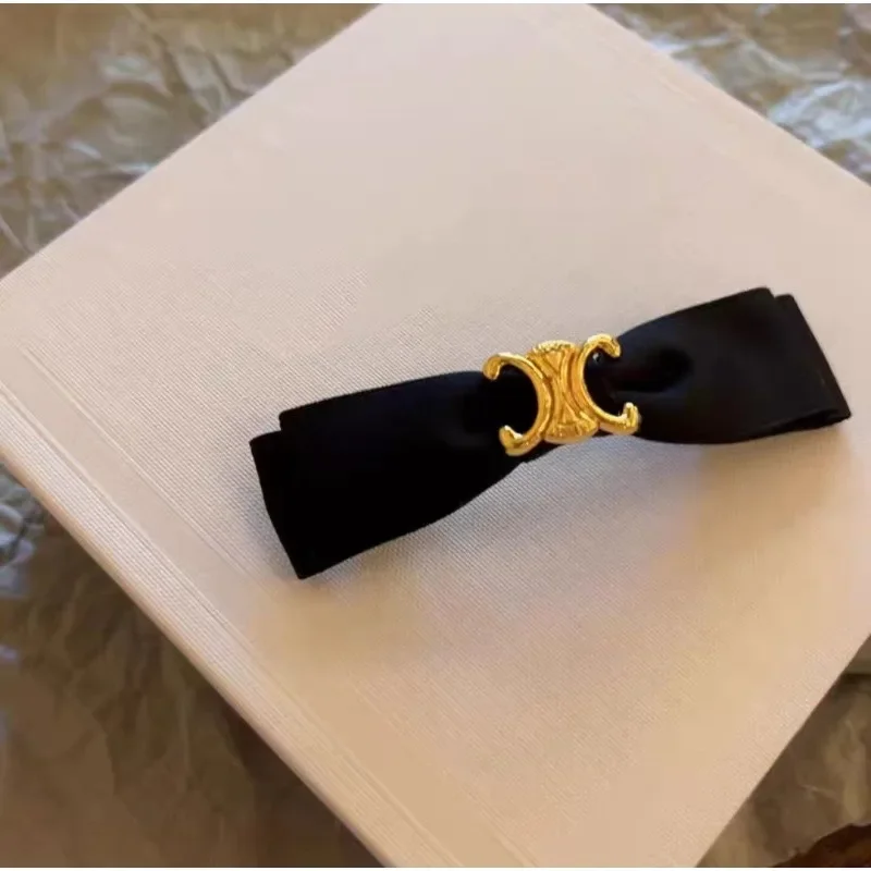 مشبك شعر على شكل فيونكة حريرية سوداء متعددة الاستخدامات على طراز هيبورن الفرنسي، مشبك شعر ربيعي عالي الجودة، أغطية رأس