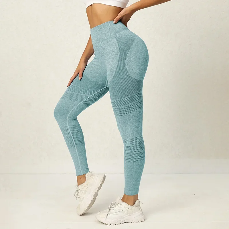 Leggings sem costura para mulheres, leggings de cintura alta, push up, sexy, magro, sem costura