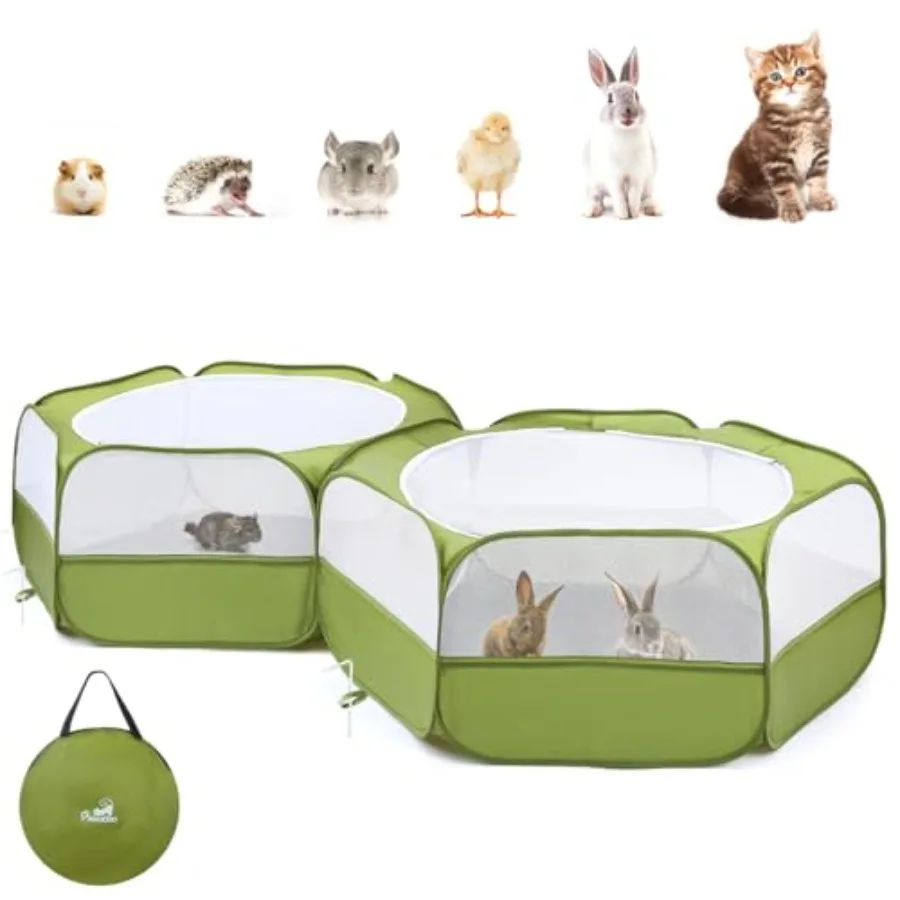 

Extra Large 2-in-1 Small Animals Playpen 2 Detachable Pet Cage Tent with Zipper Splicing Portable Outdoor Yard Fence with 3 Met