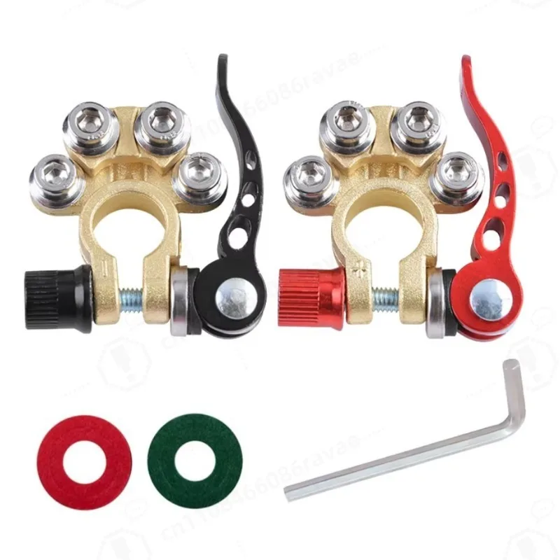 Auto Car Quick Release Battery Terminals - 12V 24V Aluminium Alloy Top Post Copper Clamp for Auto Wire Cable Connection