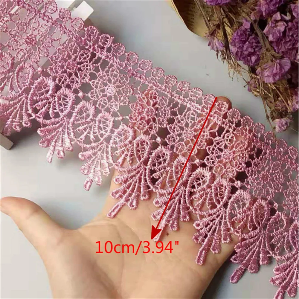 3 Yards 10 CM Lace Trim Lace Applique Fuchsia Polyester for Clothes Textiles Apparel Sewing Craft Lace Fabric Decoration Dress