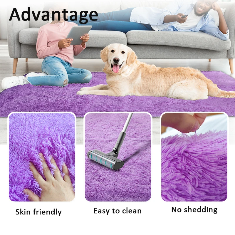 Solid Fluffy Rugs For Bedroom Purple Cute Children Room Mat With Long Hair Soft Plush Rug Living Room Carpet Modern Decoration