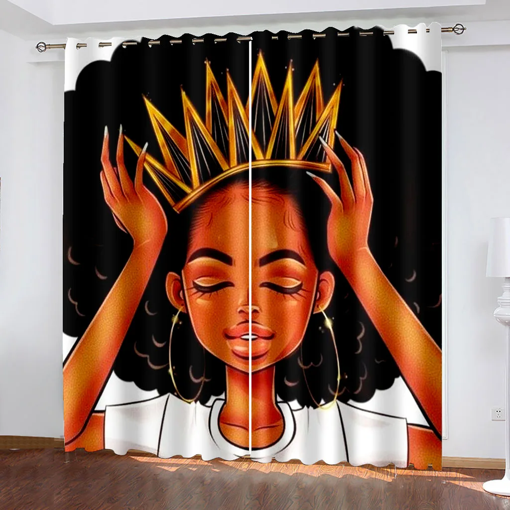 Fashion girls curtains  Printed Curtain 3D Digital Printing Curtain Household Bedroom Living Room Decor Rod Pocket