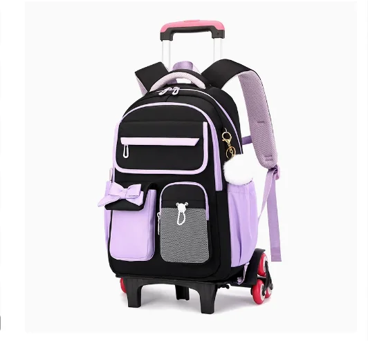 2026 School Rolling backpack for girls School Trolley Bags School Wheeled backpack Bag Girls School Rolling bags with trolle