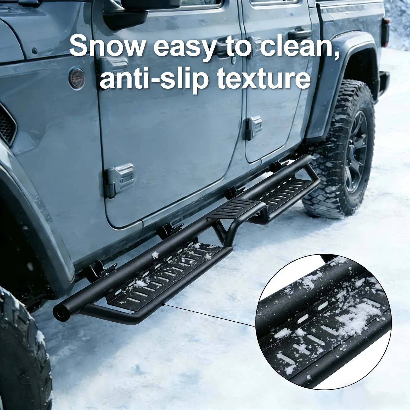 Two-Stair Drop Running Board For 2018-2026 Jeep Wrangler JL 4 Door Side Nerf Bar
