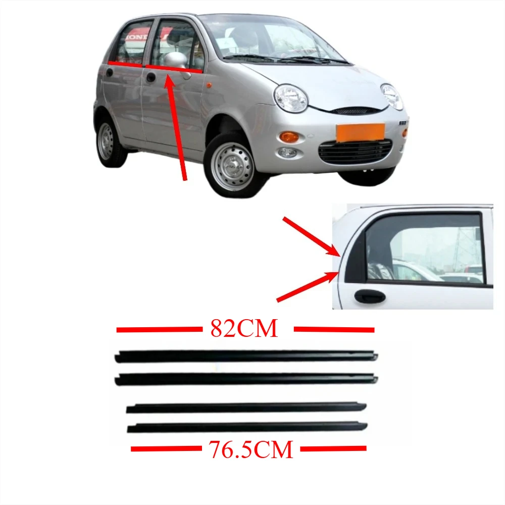 4 Pieces Outside Window Glass Rubber for Chery QQ Hatchback Black Moulding Sealing for QQ3 2004-2012 Weather Strip Not for Sedan
