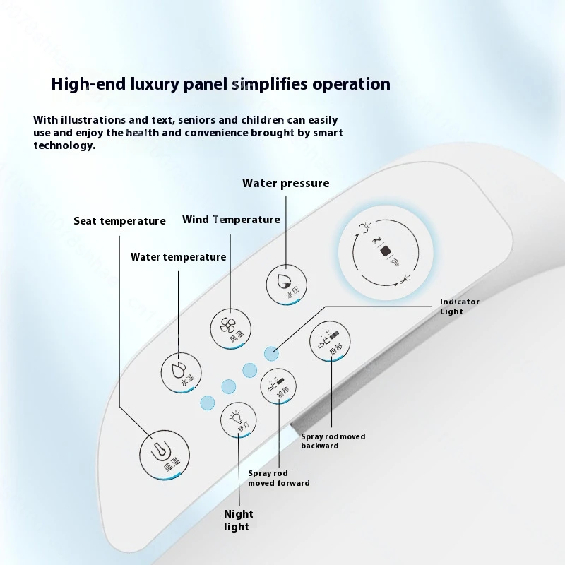 Smart Bidet Toilet Seat Heated Elongated Bidet Lid Cover Instant Heated Warm Air Dryer Feminine Wash Night Light Self Cleaning