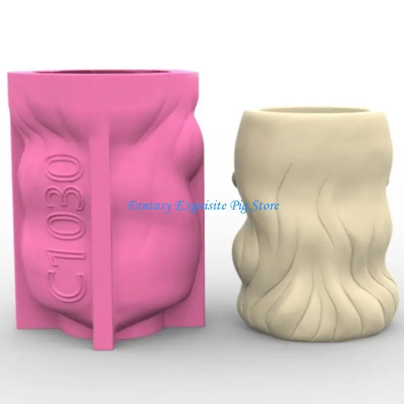 قالب سيليكون متعدد الأغراض للسيليكون لزارع راتنجات الأسمنت DIY مع الفتاة تصميم وعاء زهرة الصنع