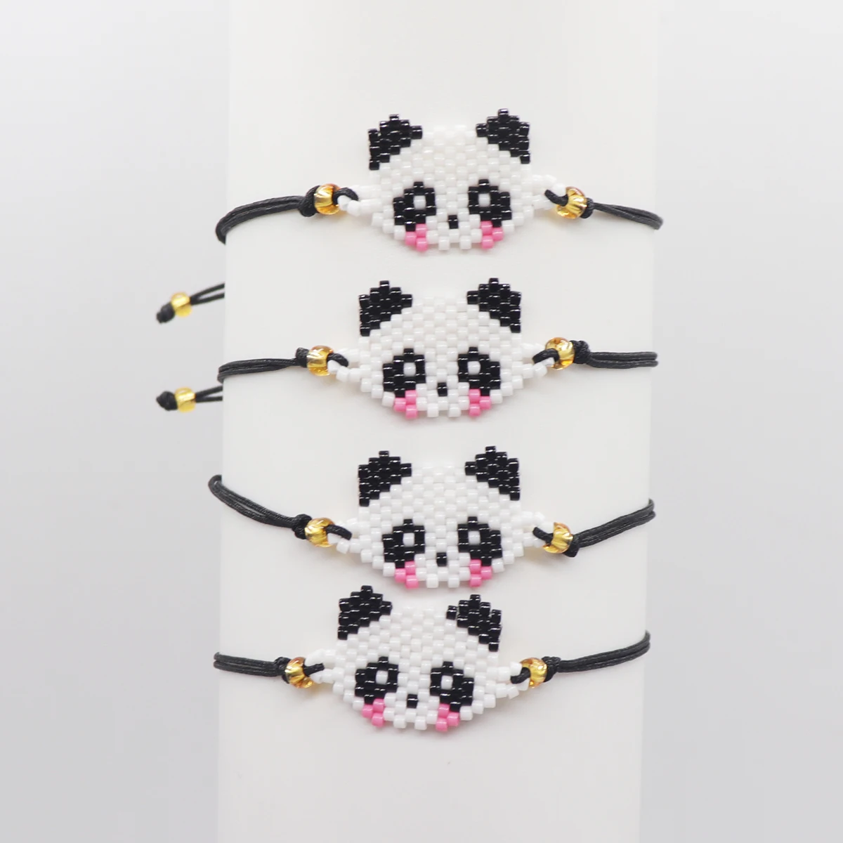 ZHONGVI جديد الباندا نمط سوار لفتاة الأطفال ميوكي الخرز الأساور فام قابل للتعديل حبل أساور مجوهرات #2