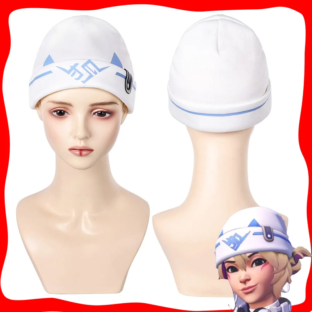 

Disguise Game OW Kiriko Cosplay Hat For Women Girls Roleplay Costume Accessories Fantasy White Cap Halloween Carnival Suit Props