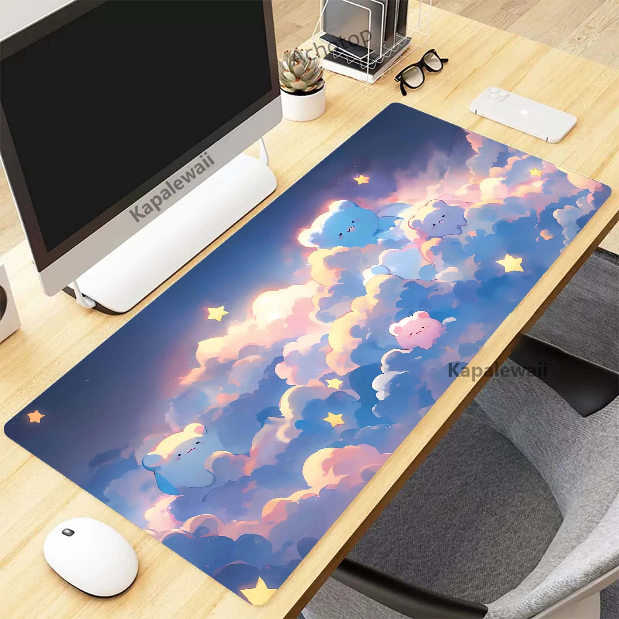 

Cute Kawaii Cat Bright Color Pink Mouse Pad XXL Mousepad Rubber Keyboard Pads Gaming Setup Accessories Mouse Mat 900x400mm