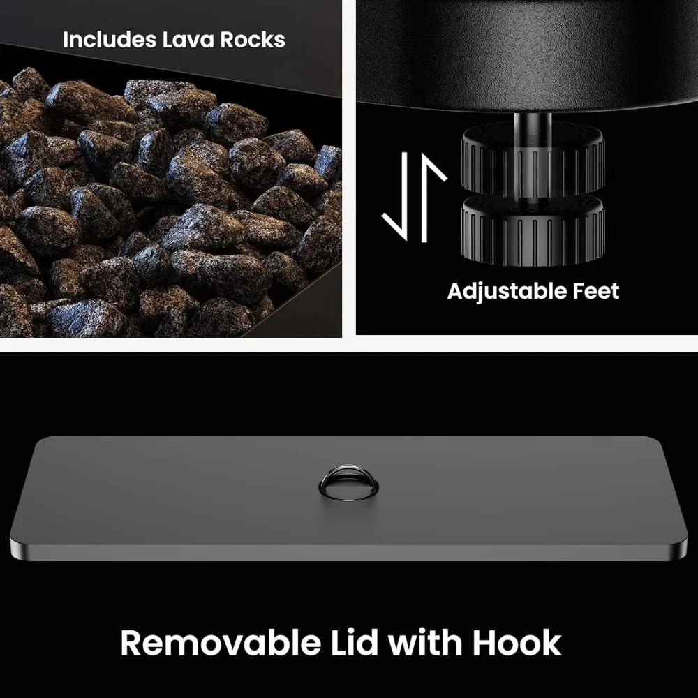 طاولة حفرة نار من البروبان مقاس 43 بوصة، حفرة حريق غاز بقدرة 60,000 وحدة حرارية بريطانية مع صخور الحمم البركانية، غطاء مقاوم للماء، غطاء قابل للإزالة، حاملات أكواب #4