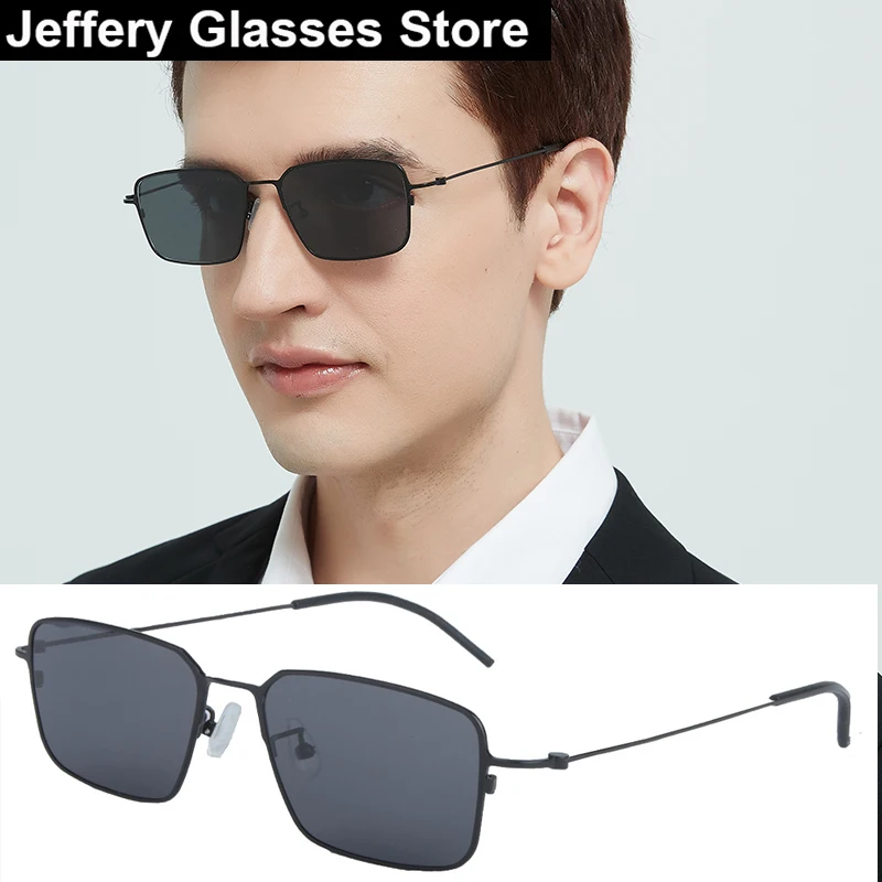 

Fashion Square Men Polarized Sunglasses Pure Titanium Ultralight 12g Sun Eyeglasses UV Radiation 150mm Big Size Spectacle Frame