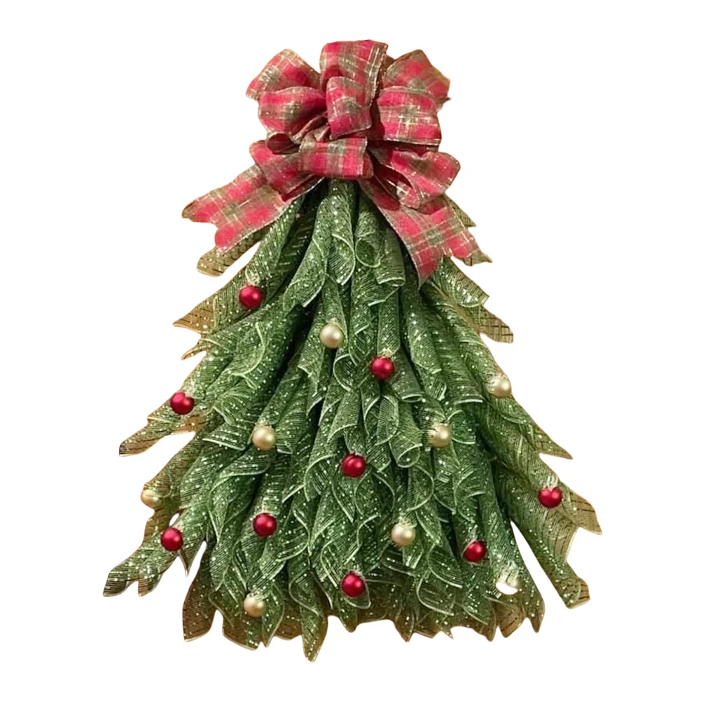 Handmade Christmas Wreath Hangers with Bow & Ball Large Xmas Tree Flower Wreath Garland Luminous Wreath Front Door Decoration