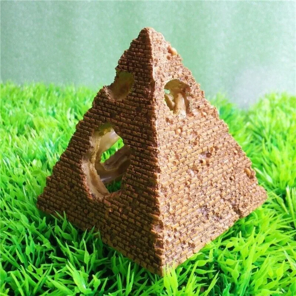 Aquarium Ornament Egyptian Pyramid Resin Fish Tank Shrimp House Decoration 1PCS