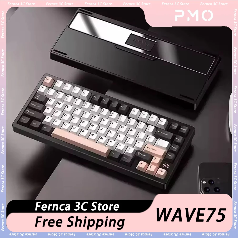 Teclado mecánico PMO WAVE75, modo Tri, inalámbrico, personalizado, aleación de aluminio, maquinaria de oficina para juegos, teclado, accesorio para PC personalizado