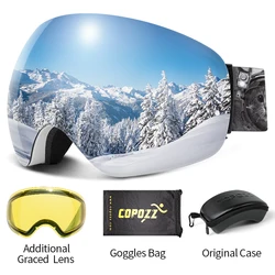 COPOZZ gogle narciarskie ochrona UV400 maska narciarska mężczyźni kobiety Anti-Fog duża twarz okulary narciarskie Outdoor Sport Snowboard okulary narciarskie