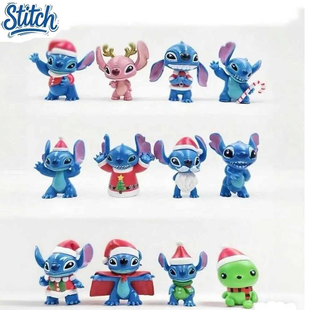 

12Pcs/Set Cartoon Anime Lilo & Stitch Angel Action Figure Model Desktop Ornament Collection Birthday Cake Decoration Kids Toys