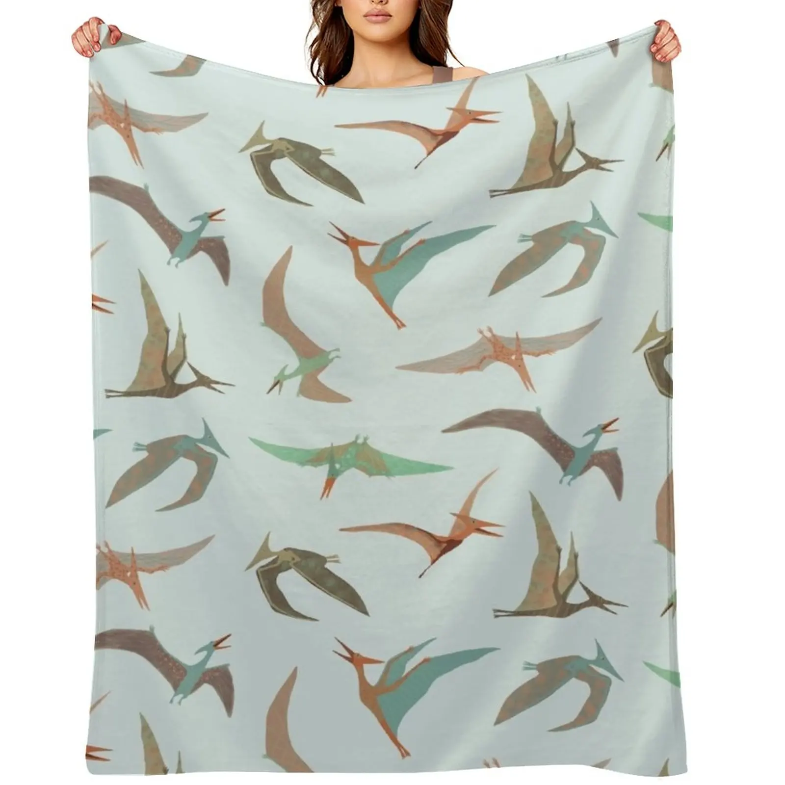 

Pterodactyl Filled Sky Throw Blanket Cute Plaid Furrys for sofa Travel Blankets
