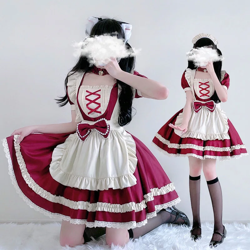 

Красное платье Cosmaid в европейском стиле с короткими рукавами, мягкая пышная юбка принцессы в стиле Лолиты для девочек больших размеров