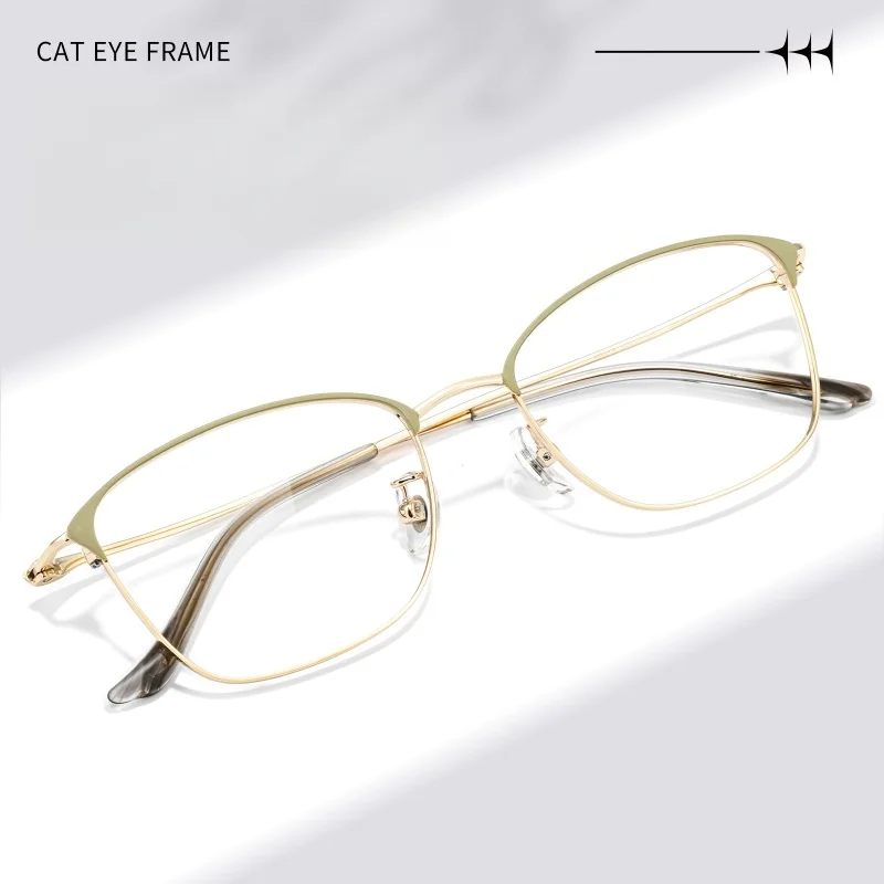 

Новая сверхлегкая титановая оправа для очков для бровей в стиле ретро, двухцветная женская оправа для очков, оптическая оправа по рецепту 80913