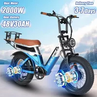 BAOLUJIE DP2033 Electric Bicycle 2000W Dual Motor 48V30AH Lithium Battery 20*4 Inch Fat Tire Mountain Electric Bike