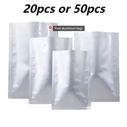 20pcs Heat Seal Storage Bags Pure Aluminium Moisture Resistant Sealable Bags Tea Candy Storage Bags Home Storage Organisation