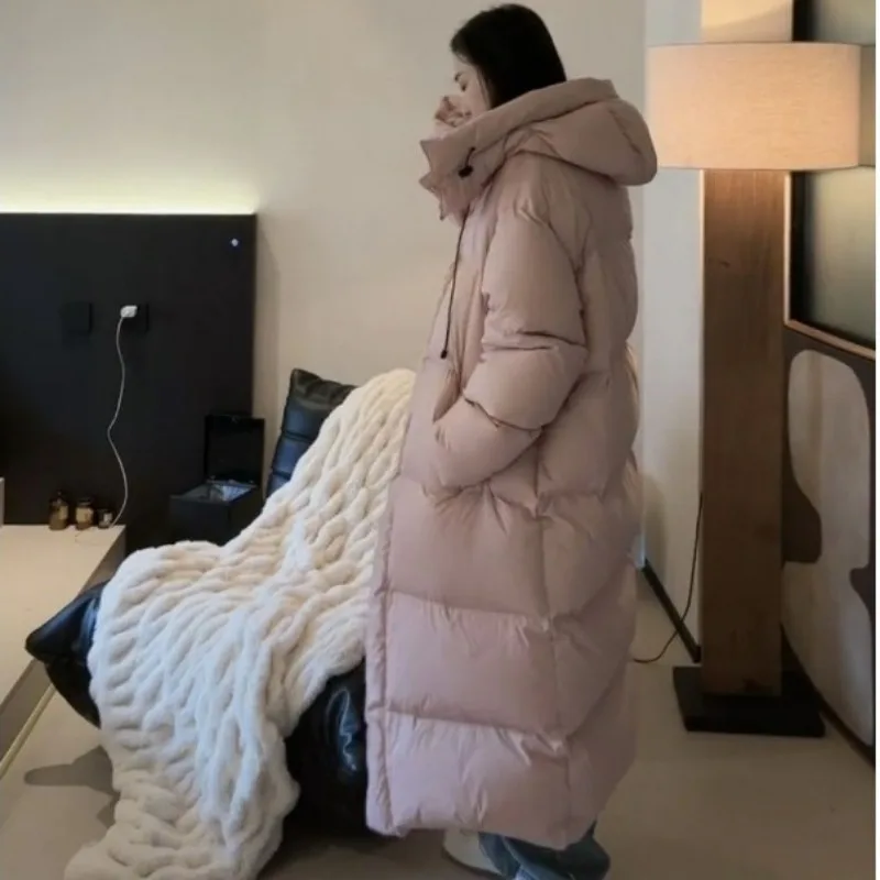 2023 Frauen Daunen jacke Wintermantel weibliche mittellange Version Parkas lose dicke warme Outwear Mode Einfachheit Kapuzen mantel