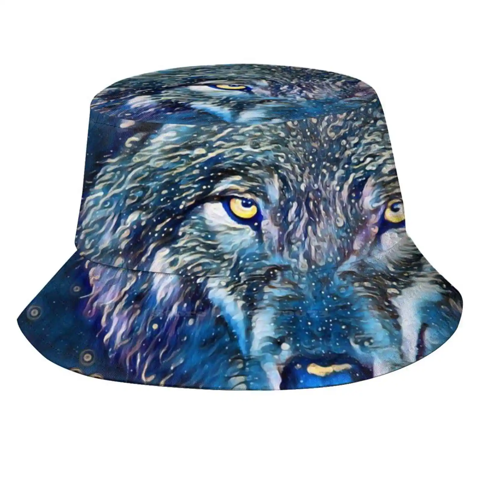 Magic Wolf At Night Unisex Summer Outdoor Sunscreen Hat Cap Magic Wolf Artistic Wolf Night Wolf Wolf At Night Mystery Wolf Grey