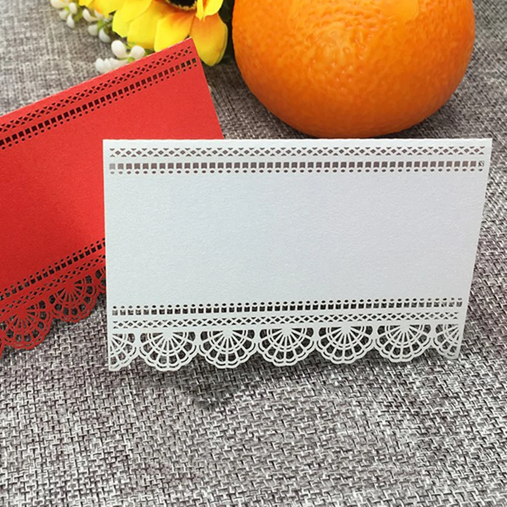 

100pcs Table Wedding Wedding Party Place Card Hollow Lace Hollow-Out Elegant For Party Anniversary Events Decor