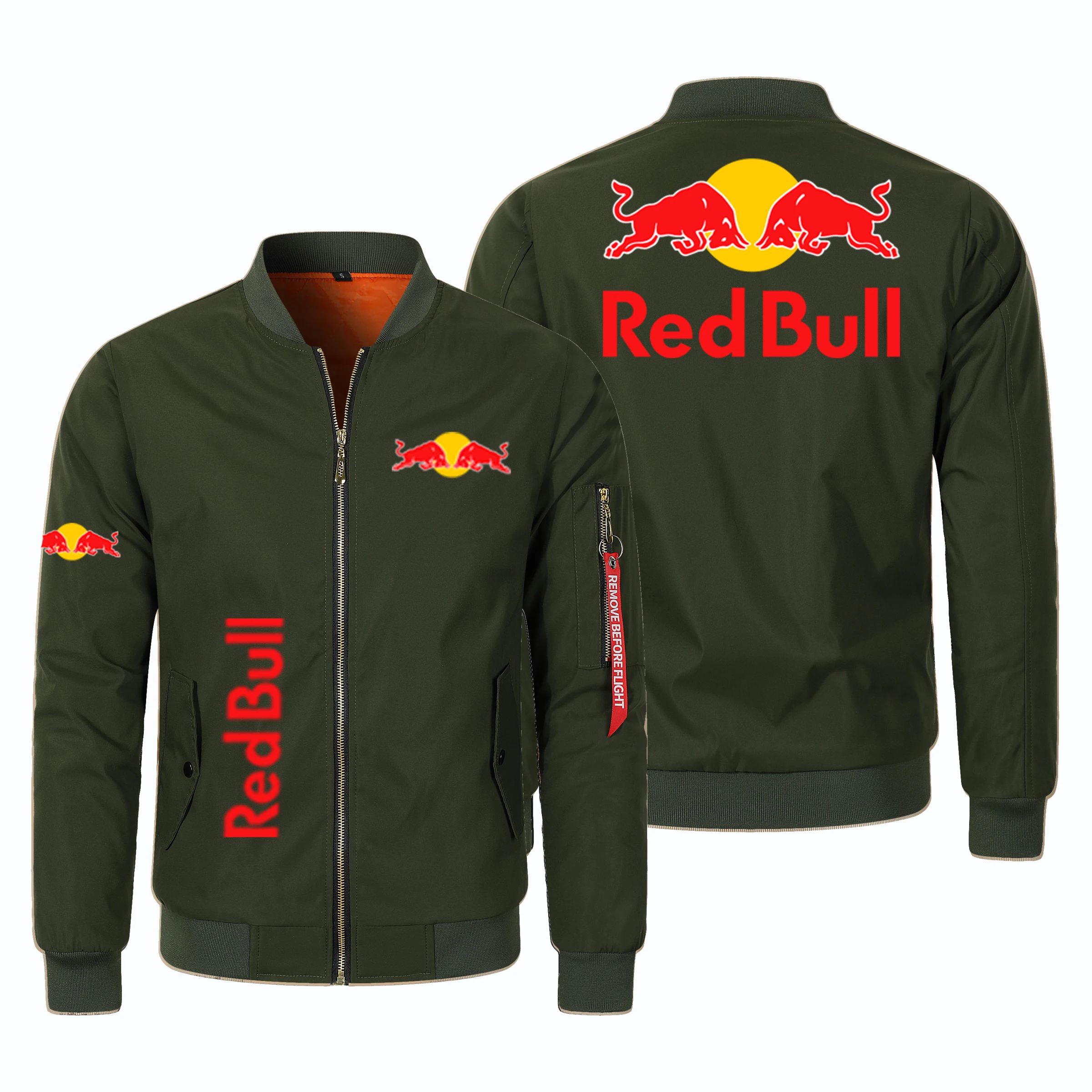 Red Bull Logo 2025 Jaqueta de motocicleta masculina Blazer Jaqueta esportiva com zíper Red Bull Roupas masculinas de primavera Red Bull Logo Flight Jacke