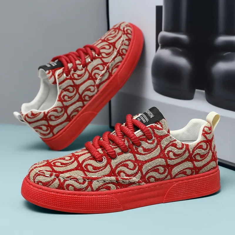 

2025: мужская парусиновая обувь, весенняя дышащая одежда, дизайнерская вулканизированная обувь, мужские модные нескользящие мужские мягкие эластичные массивные кроссовки