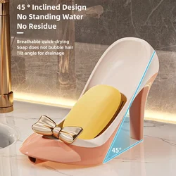 Soap Dish Sponge Holder Portable Lightweight Bathroom Accessory Heeld Shoe Shaped with Drain for Hotel Bathtub Bar Countertop