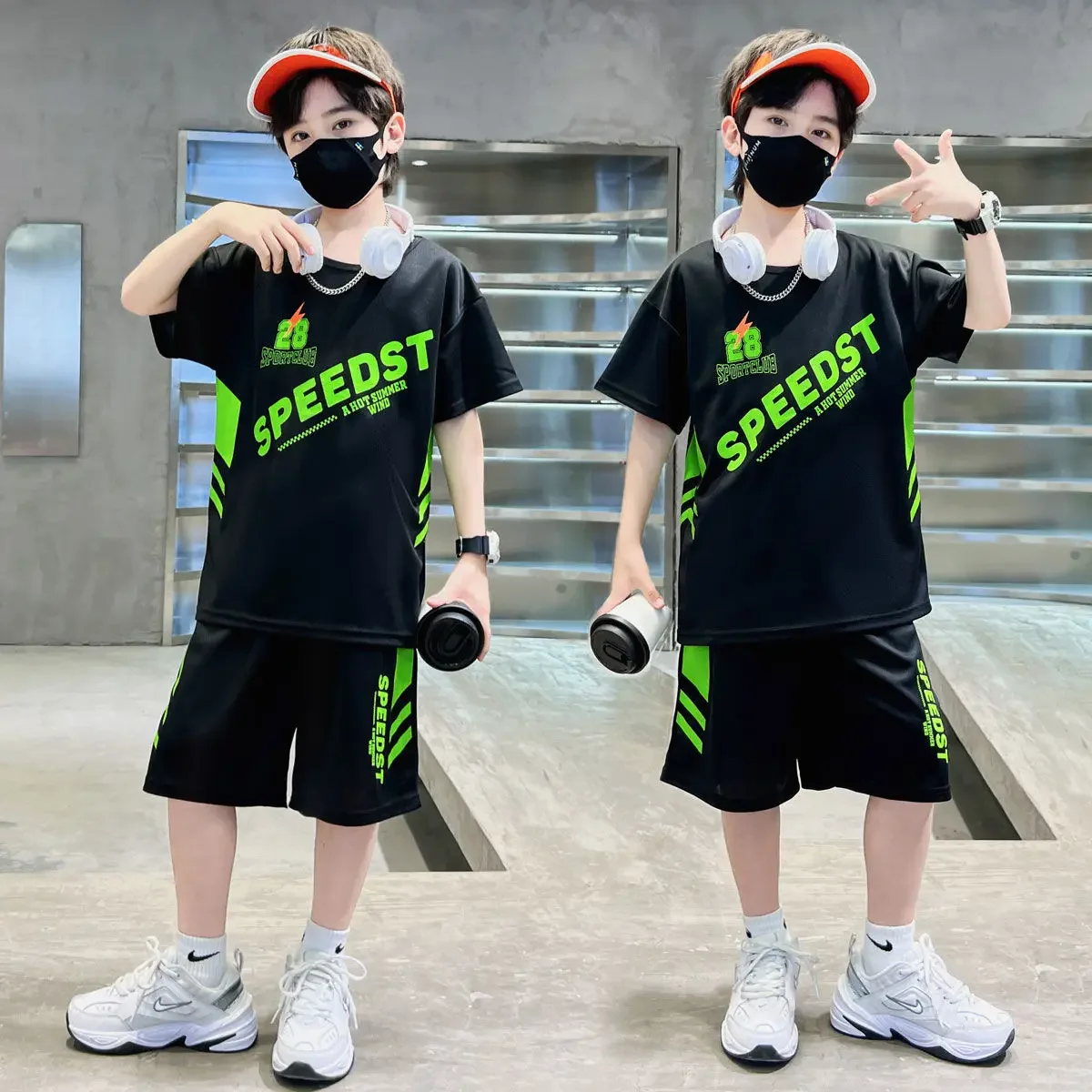 

Summer Kid Boy Clothes Set Kid Letter Printed T-shirts and Shorts 2pc Suit Breathable Short Sleeve Top Bottom Fashion Tracksuits