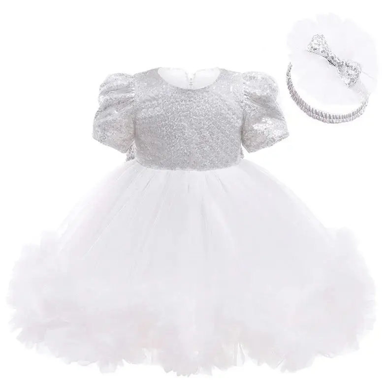 Baby baby's first birthday party Princess lace Sequin big butterfly dress new lovely baby Christmas party ball embroidered dress