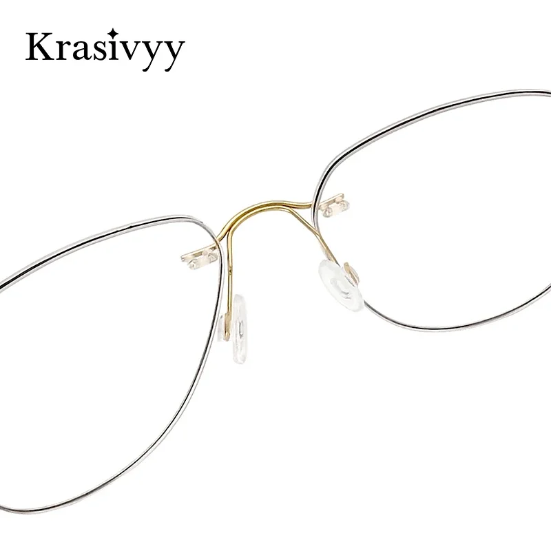Krasivyy Pure Titanium Rimless Glasses Frames Men Pilot Ultralight Optical Prescription Eyeglasses Women Brand Designer Eyewear