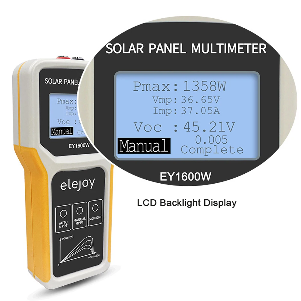 EY1600W Panel fotowoltaiczny multimetr LCD 12-60V 60AMax 1600W automatyczny/ręczny Tester MPPT Panel słoneczny MPPT narzędzie do testowania napięcia