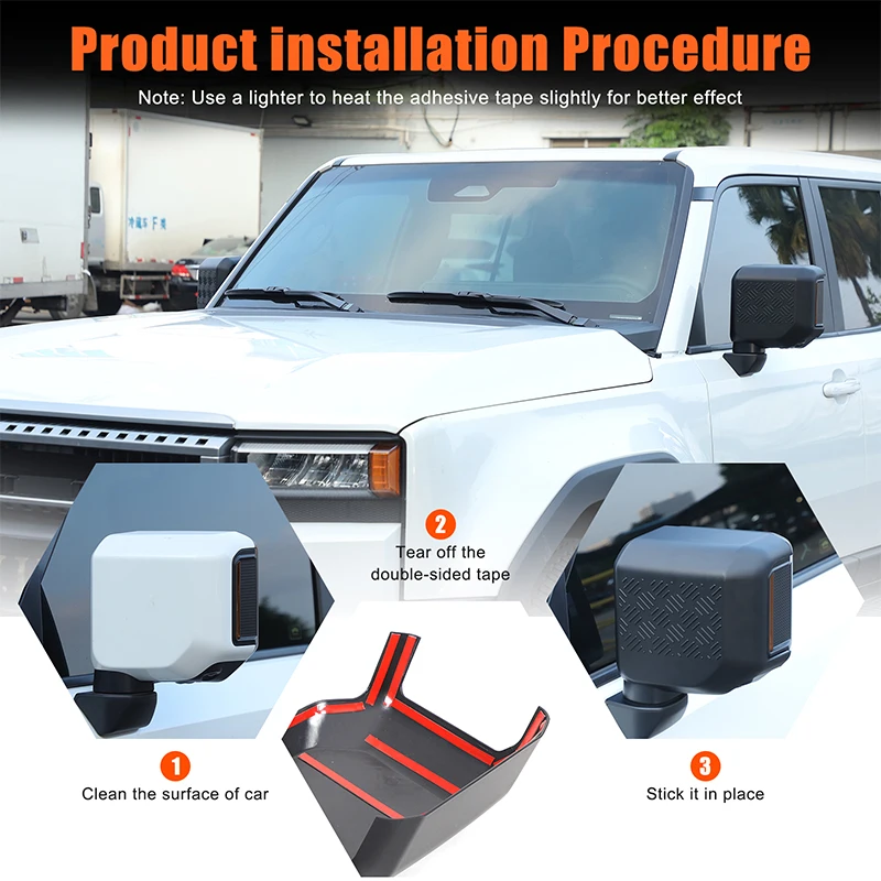 

Для 2024 + Toyota Land Cruiser 250 Prado LC250 ABS матовый черный автомобильный чехол для наружного зеркала, аксессуары против царапин, 2 шт.