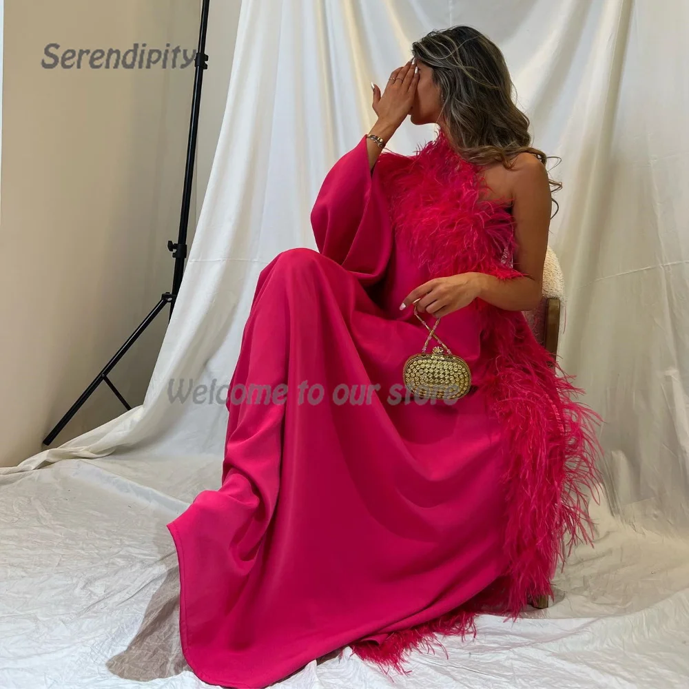 

Serendipity Floor-Length Occasion فساتين الحفلاتA-Line Evening Dress Arabia Elegant Feathers One-Shoulder Prom Gown For Women