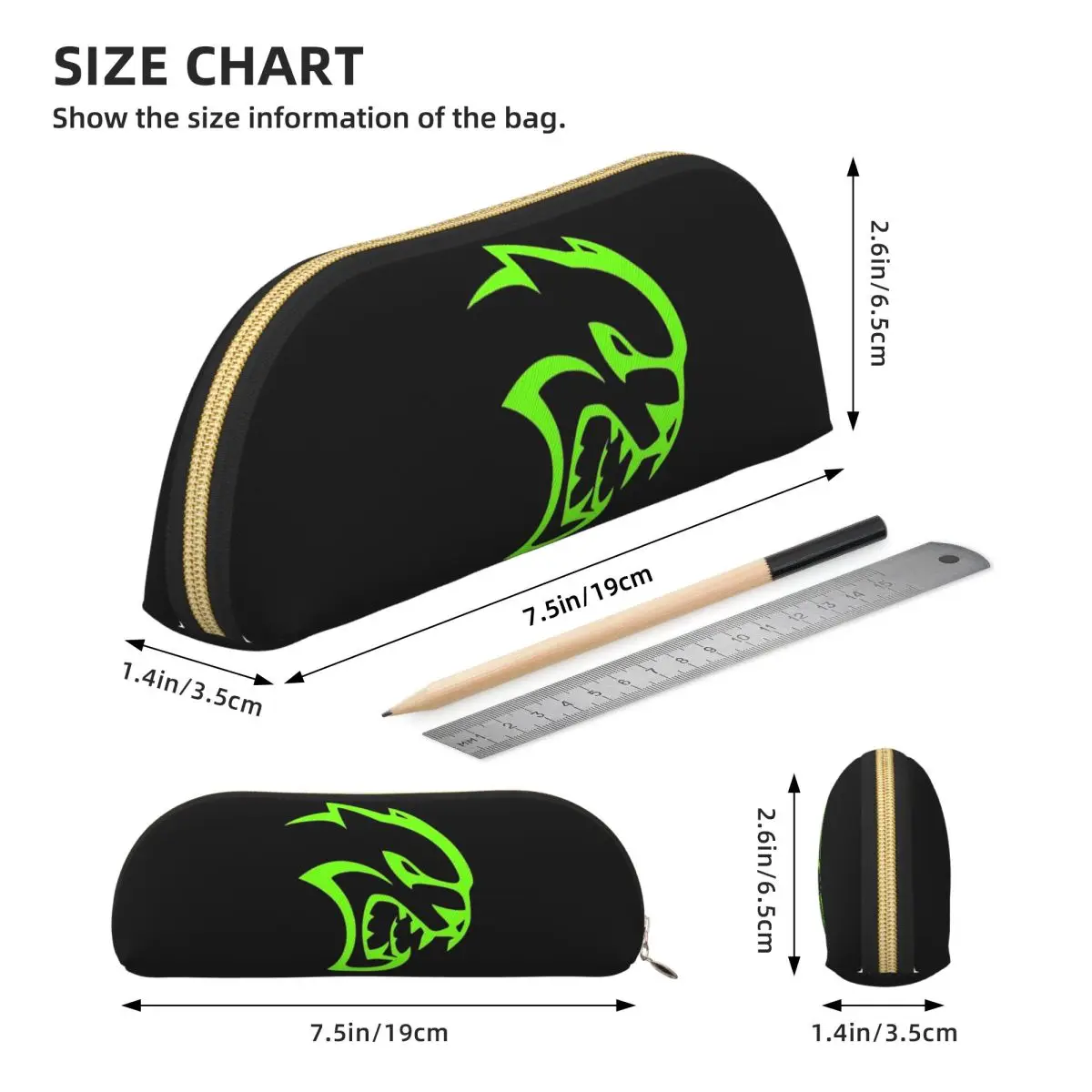 دودج هيلكات Srt شعار مقلمة حامل قلم تخزين القرطاسية لوازم تخزين كبيرة صندوق القلم حقيبة أقلام رصاص لطلاب المدارس