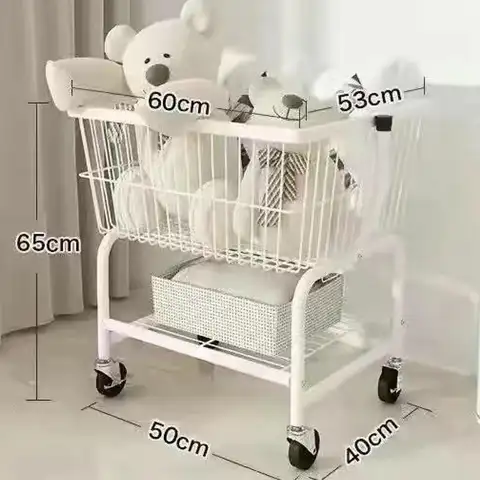 롤링 금속 와이어 세탁 카트 보관 선반 홈 액세서리 바퀴 달린 의류 랙 옷 걸이 트롤리 기숙사 거실