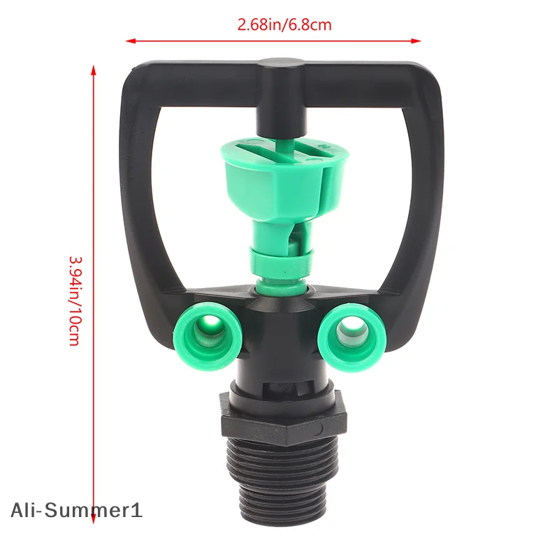 Automatischer, um 360 Grad drehbarer Sprinkler mittlerer Abstand, 1/2 Zoll bis 3/4 Zoll Außengewinde, Bauernhof, Garten, Park, Rasen, Gewächshaus, Kunststoffdüse