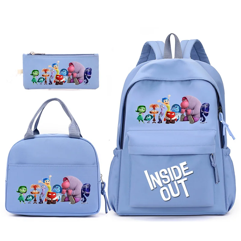 Mochila Inside Out com lancheira para mulheres, Mochilas escolares para estudantes, adolescentes, conjuntos de viagem, 3pcs