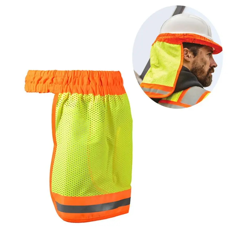 

Safety Hard Hat Helmet Neck Cover Sun Protector Reflective Stripe Neon High Visibility Elastic Breathable Mesh Shield