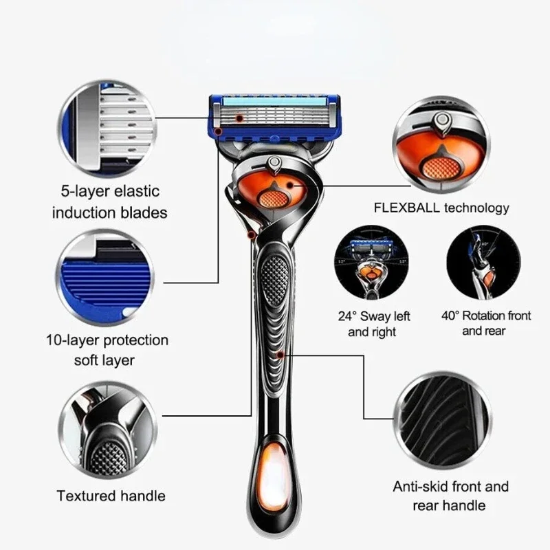 Xiaomi 5-layer Razor Blades Replacement Blade Universal Men Shavers Shaving Safety Razor Skin Protection Reusable Blade Razor